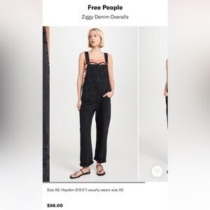 Free People Black Denim Overalls